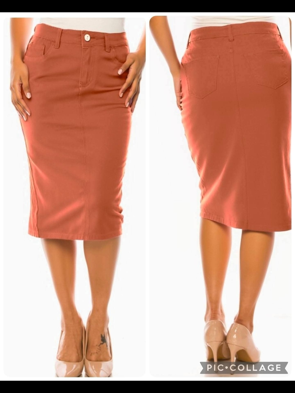 High-Rise Rust Pencil Skirt - Womens